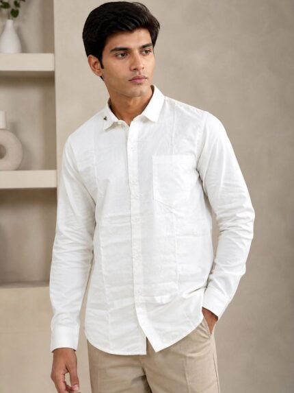 Premium Classic White Plain Full Shirt for Men