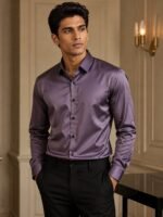 Trendy Solid Dark Grey Full Shirt for Men
