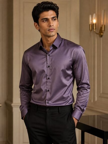 Trendy Solid Dark Grey Full Shirt for Men