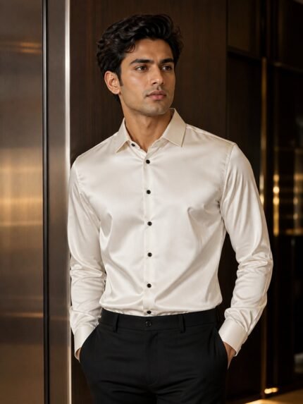 Solid Plain Cream Full Shirt for Men & Premium Quality