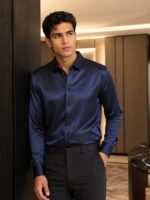 Classic Solid Navy Blue Full Shirt for Men
