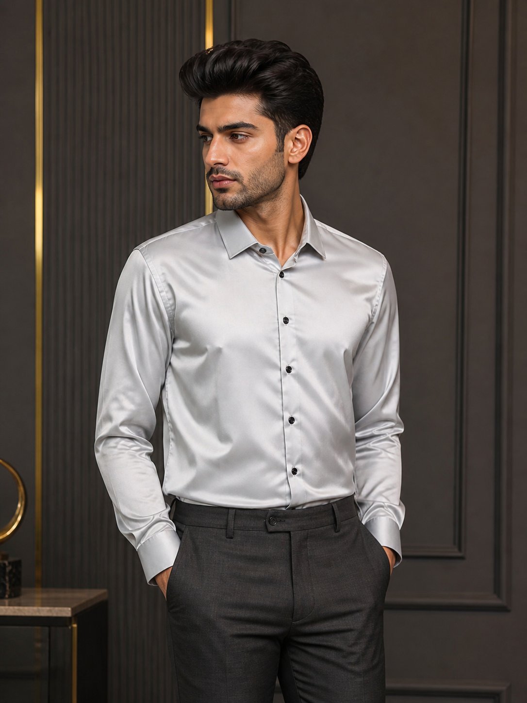 Classic Solid Light Grey Full Shirt for Men Classic Solid Light Grey Full Shirt for Men