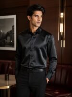 Classic Solid Jet Black Full Shirt for Men & Premium