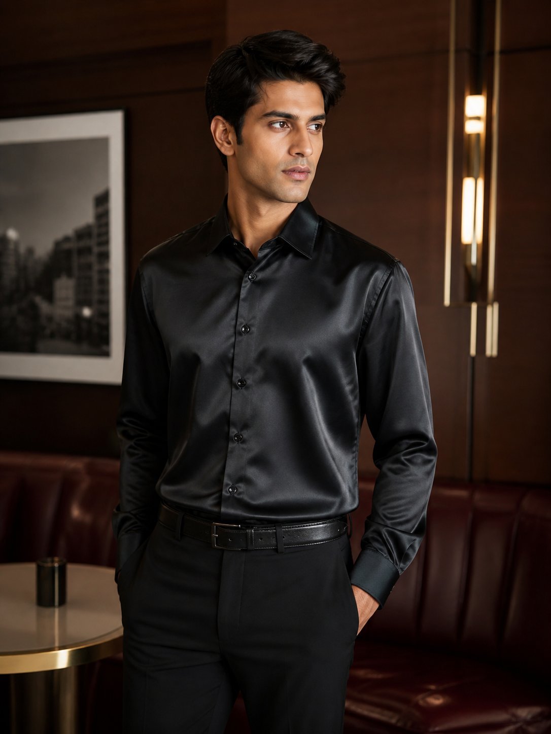 Classic Solid Jet Black Full Shirt for Men & Premium Classic Solid Jet Black Full Shirt for Men & Premium