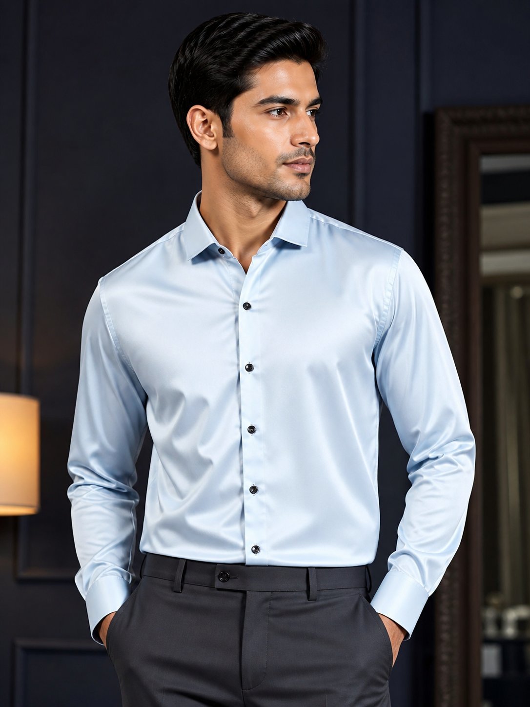 Stylish Solid Sky Blue Full Shirt for Men Stylish Solid Sky Blue Full Shirt for Men
