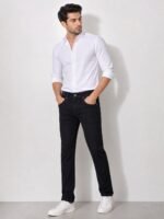 Trendy Jet Black Basic Jeans for Men