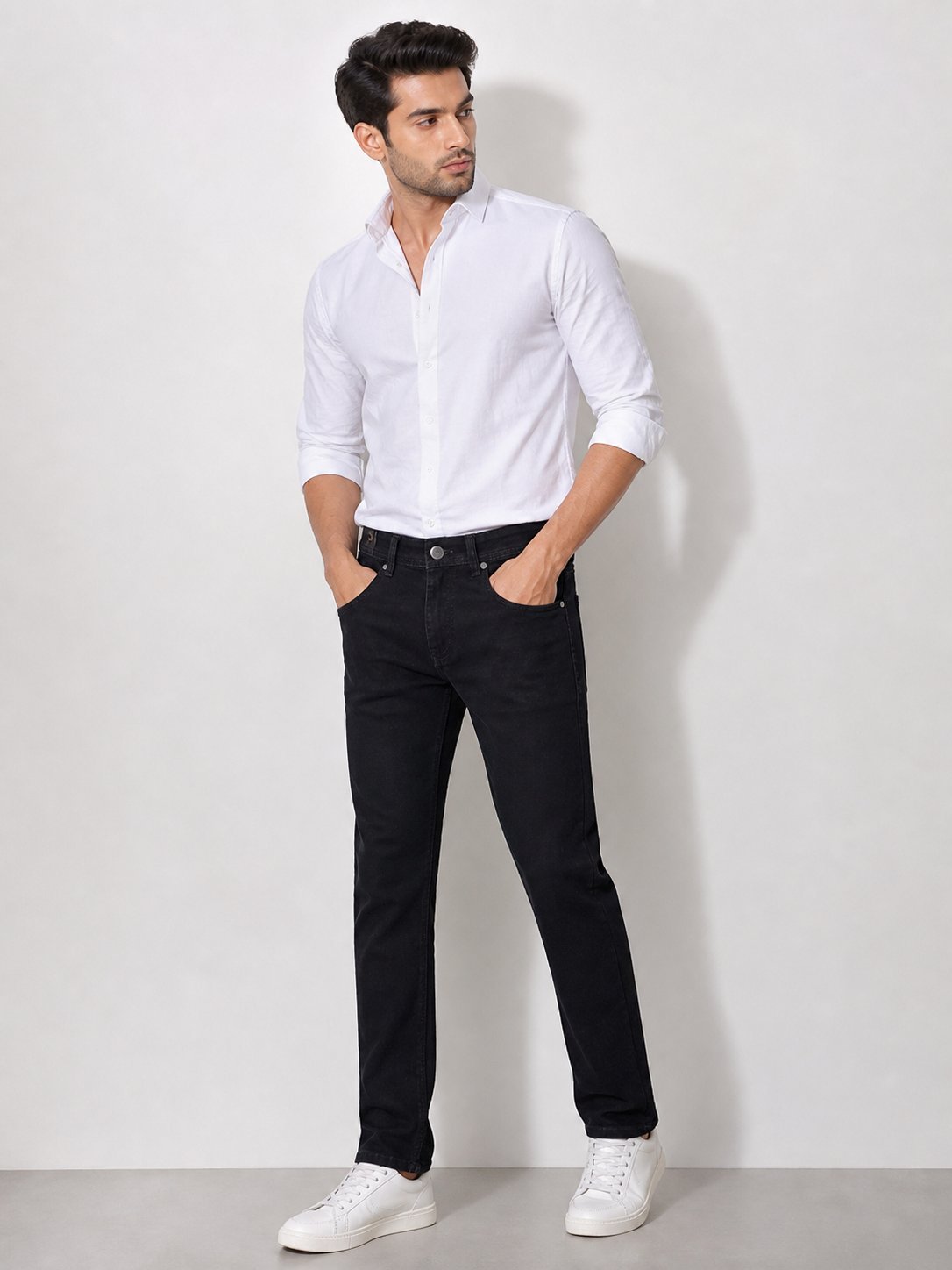 Trendy Jet Black Basic Jeans for Men Trendy Jet Black Basic Jeans for Men
