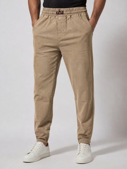 Trendy Brown Denim Track Pants for Men & Earthy