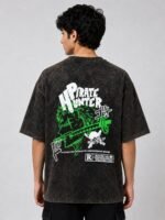 Classic Brown Printed Denim Oversize T-Shirt & Earthy
