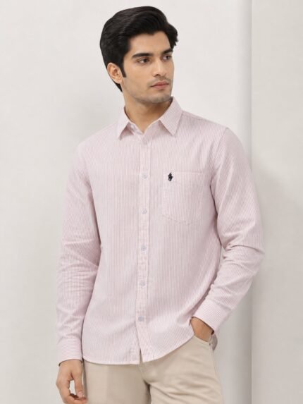 Premium Lite Pink Stripe Full Shirt for Men