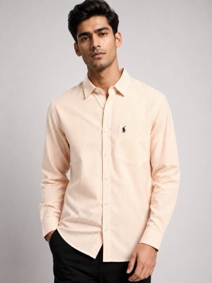 Stylish Orange Stripe Full Shirt for Men & Trendy