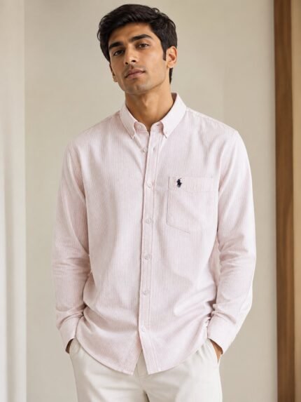 Premium Pink Stripe Full Shirt for Men & Classic