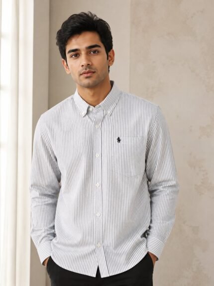Lite Grey Stripe Full Shirt for Men & Classic Neutral