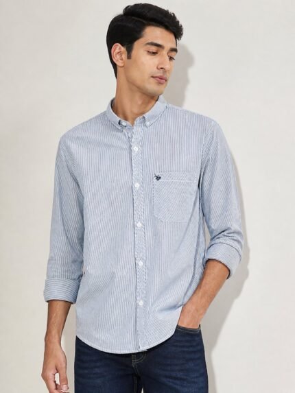 Stylish Stripe Blue Full Shirt for Men & Premium