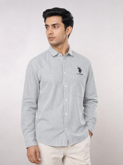 Classic Blue Stripe Full Shirt for Men & Premium
