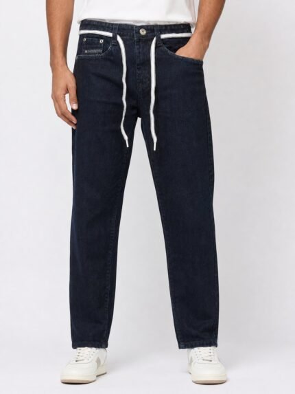Navy Blue Stylish Chinese Jeans for Men & Smart
