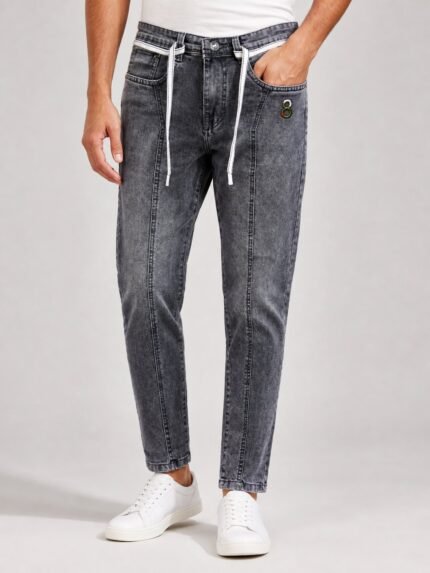 Stylish Dark Grey Chinese Denim Jeans for Men