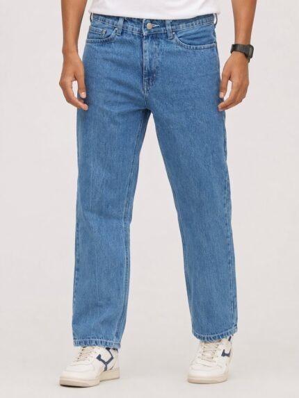 Sky Blue Baggy Denim Jeans for Men & Stylish