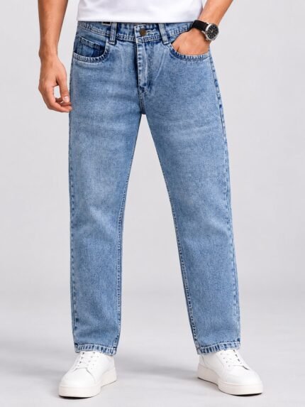 Premium Ice Blue Baggy Jeans for Men & Classic