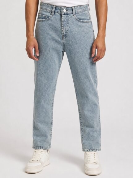 Stylish Light Green Baggy Jeans for Men & Pastel