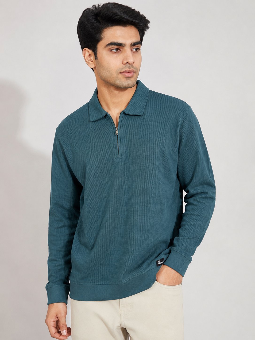 Stylish Blue Zip T-Shirt for Men & Front Casual Stylish Blue Zip T-Shirt for Men & Front Casual