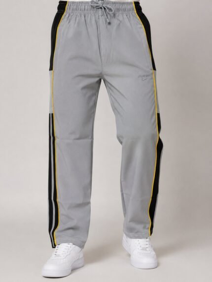 Trendy Lite Grey Stripe Parachute Baggy Trackpant for Men