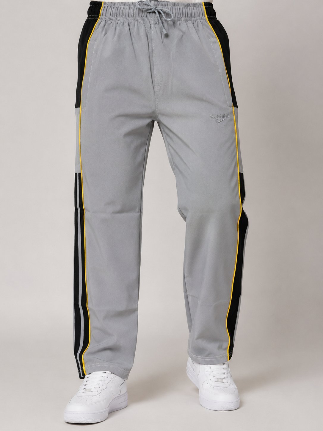 Trendy Lite Grey Stripe Parachute Baggy Trackpant for Men Trendy Lite Grey Stripe Parachute Baggy Trackpant for Men