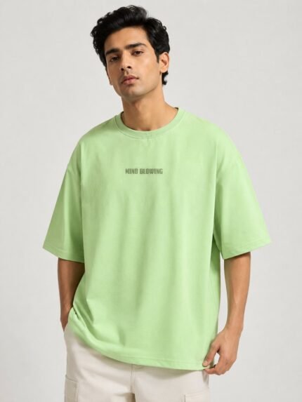 Stylish Pista Green Oversize T-Shirt for Men & Streetwear