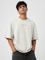 Trendy Cream Oversize T-Shirt for Men & Off-White Streetwear