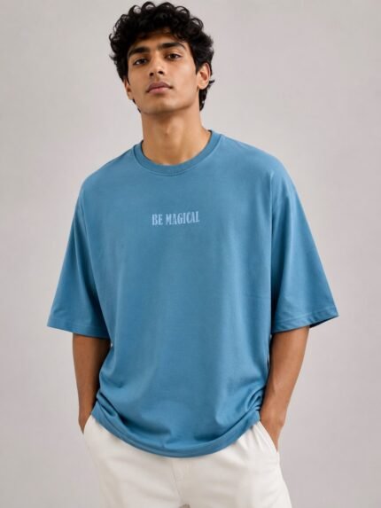 Classic Sky Blue Oversize T-Shirt for Men & Streetwear