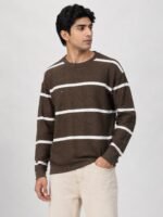 Stylish Dark Brown Stripe Full T-Shirt for Men & Rich Espresso