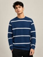 Classic Dark Blue Stripe Full T-Shirt for Men & Stylish