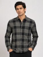 Checks Dark Grey Full Shirt for Men Premium