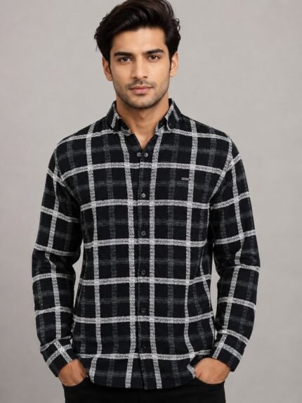 Classic Black Checks Full Sleeve Shirt for Men
