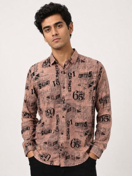 Lite Brown Printed Shirt For Men Premium & Casual Wear`