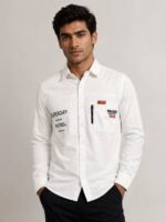 White Denim Full Shirt for Men Washed Denim
