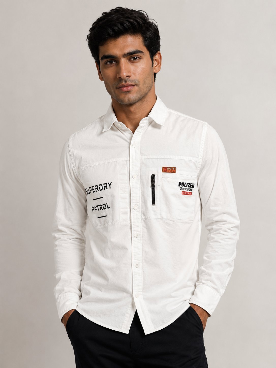 White Denim Full Shirt for Men Washed Denim White Denim Full Shirt for Men Washed Denim