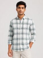Trendy Lite Grey Checks Full Shirt for Men Premium