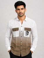 Classic Brown Printed Full Shirt for Men Premium