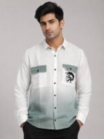 Classic Lite Green Printed Full Shirt for Men & Refined