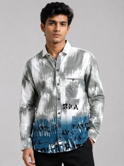 Trendy Blue Printed Full Shirt for Men Fashion Forward