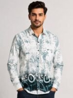 Stylish Printed Blue Full Shirt for Men Premium