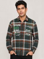 Dark Green Checks Full Sleeve Shirt for Men Premium