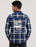 Trendy Checks Dark Blue Full Shirt for Men Premium