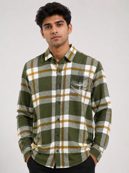 Stylish Green Checks Full Shirt Trendy Pattern