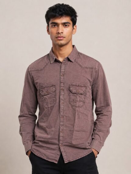 Best Stylish Lite Brown Denim Shirt For Men