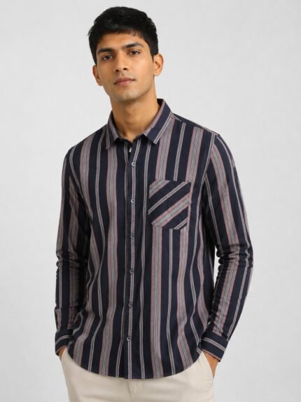 Stylish Pink Stripe Full Shirt For Men Premium Cotton