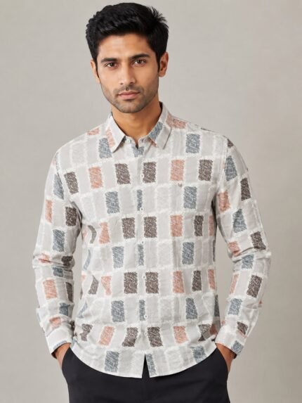 Best Cream Printed Full Shirt for Men Premium Trendy Designs