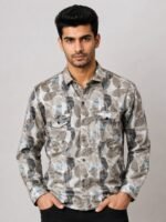 Stylish Grey Printed Full Shirt for Men Trendy Design