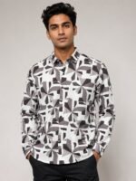 Classic Dark Brown Printed Full Shirt for Men Stylish Design